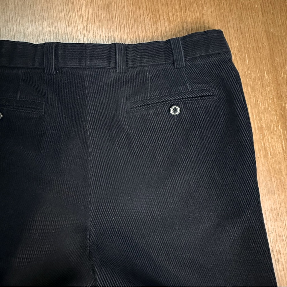 Meyer Corduroy Pants Black Mens 36x29 Wool Blend Bespoke Stretch Trousers Preppy